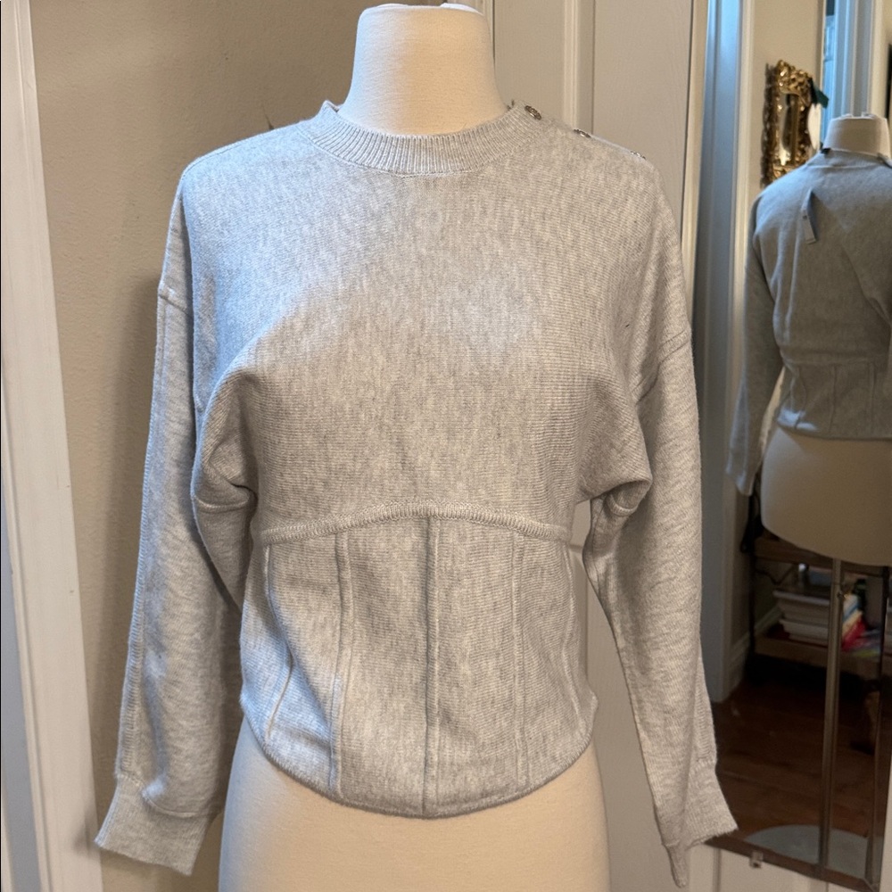 WHBM Elegant Light Heather Gray Pullover Sweater - Picture 8 of 12